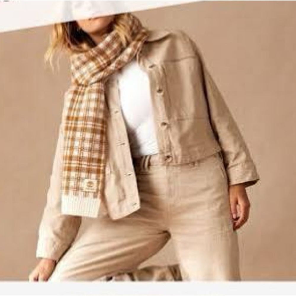 Timberland Buffalo Plaid Wheat Scarf - new with tags